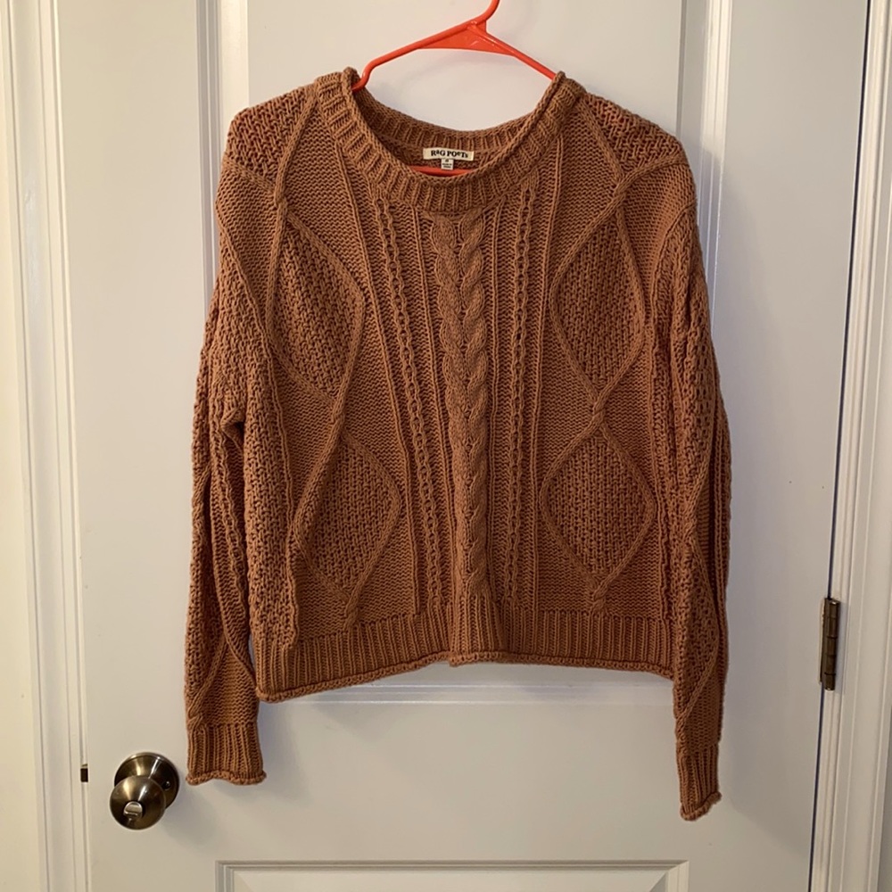 tan cable knit sweater